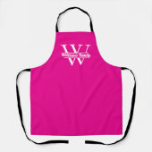 Roze en wit | Eenvoudig familienaam monogram Schort (Voorkant)