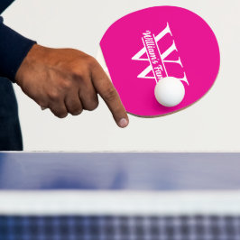 Roze en wit | Eenvoudig familienaam monogram Tafeltennisbatje