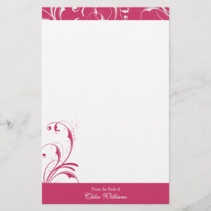 Roze en wit Elegant bloeien Briefpapier