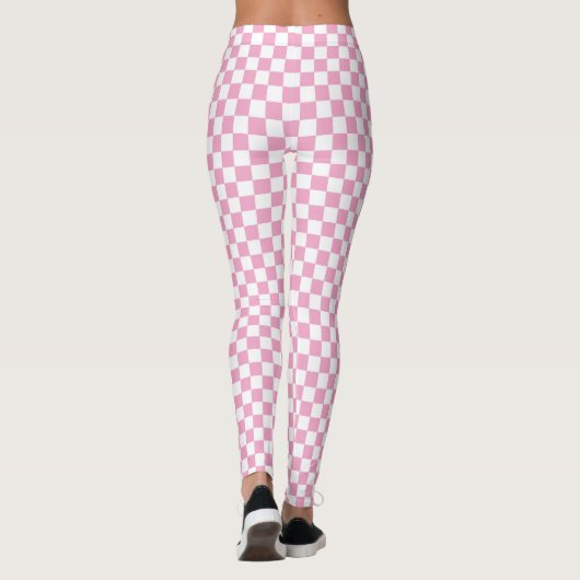 Roze en wit gebarsten patroon leggings (Achterkant)