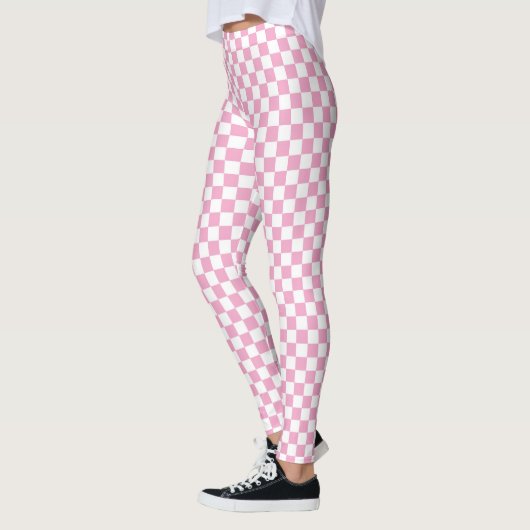 Roze en wit gebarsten patroon leggings (Links)