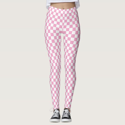 Roze en wit gebarsten patroon leggings (Voorkant)