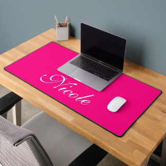 Roze en Wit Gepersonaliseerd Naam Bureaumat