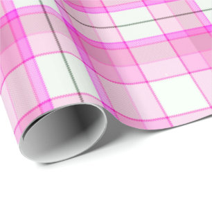 Roze en wit geruit cadeaupapier