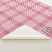 Roze en Wit geruite Naam Monogram | Sherpa Deken (3/4)