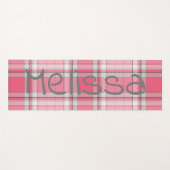 Roze en Wit geruite Naam Monogram | Yogamat (Voorkant (horizontaal))