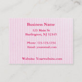 Roze en wit gestreept met roze strik en glitter afsprakenkaartje (Achterkant)