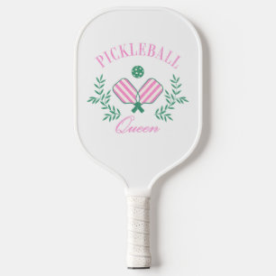 Roze en Wit Gestreept Pickleball Queen Paddle