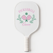 Roze en Wit Gestreept | Pickleball Queen Pickleball Paddle (Voorkant)