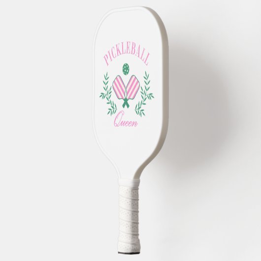 Roze en Wit Gestreept | Pickleball Queen Pickleball Paddle (Links)