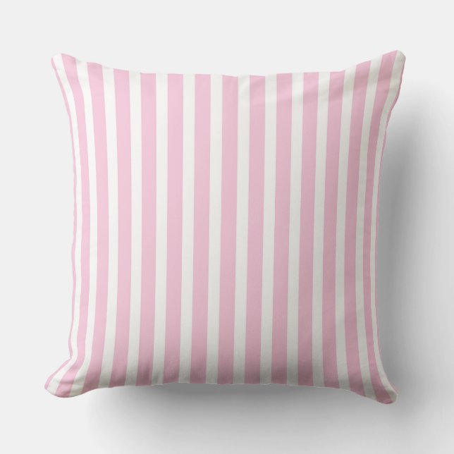 Roze en wit gestreepte patroon met verticale strip kussen (Voorkant)