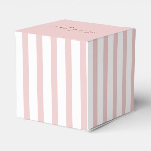 Roze en Wit Gestreepte Verjaardag Bedankt Naam Bedankdoosjes (Achterkant)