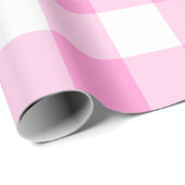  Roze en Wit Gingham Big Pattern Cadeaupapier (Rol Hoek)