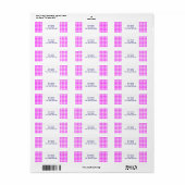 Roze en Wit Gingham Patroon retouradres Etiket (Full Sheet)