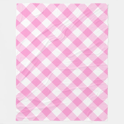  Roze en Wit Gingham Pattern Fleece Deken (Voorkant)