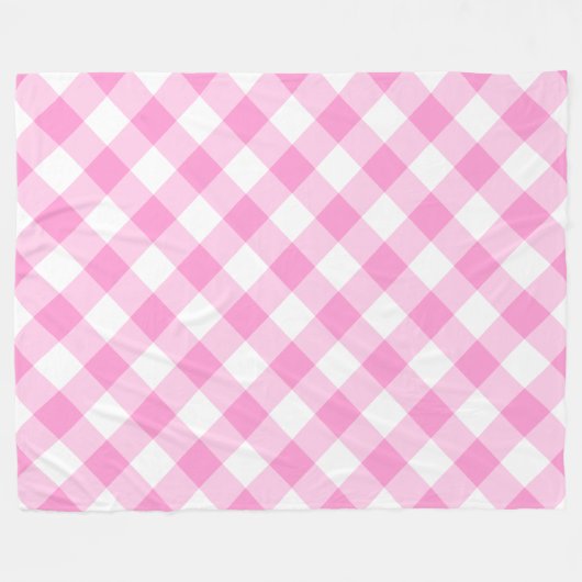  Roze en Wit Gingham Pattern Fleece Deken (Voorkant (Horizontaal))