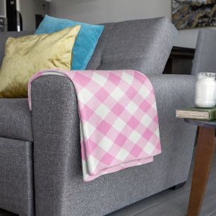  Roze en Wit Gingham Pattern Fleece Deken