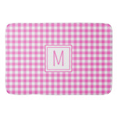 Roze en Wit Gingham Plaid Monogram Badmat (Voorkant)