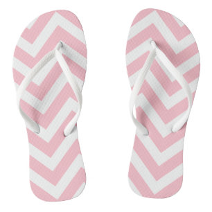 Roze en Wit Grote Grootte Chevron Strepen Teenslippers