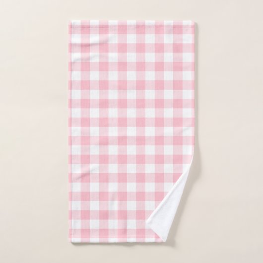 Roze en Wit Grote Grootte Gingham Checks Bad Handdoek (Handdoek)