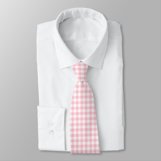 Roze en Wit Grote Grootte Gingham Checks Stropdas (Gebonden)