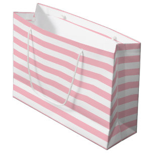 Roze en Wit Grote Grootte Horizontale Strepen Groot Cadeauzakje