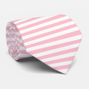 Roze en Wit Grote Grootte Horizontale Strepen Stropdas