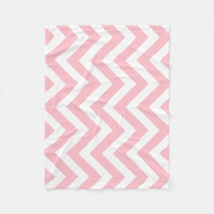 Roze en Wit Grote Grootte Verticale Chevron Fleece Deken