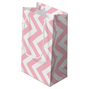 Roze en Wit Grote Grootte Verticale Chevron Klein Cadeauzakje