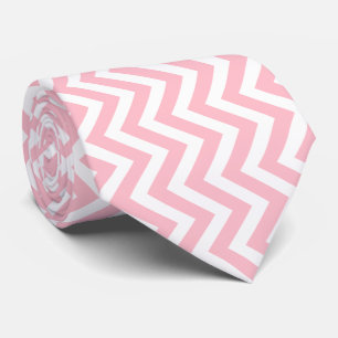 Roze en Wit Grote Grootte Verticale Chevron Stropdas