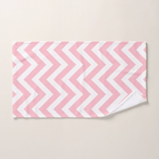 Roze en Wit Grote Horizontale Chevron Strepen Bad Handdoek (Handdoek)