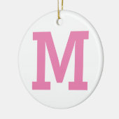 Roze en Wit Grote Initialen Letter Effen Kleur Keramisch Ornament (Links)