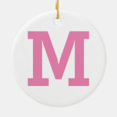 Roze en Wit Grote Initialen Letter Effen Kleur Keramisch Ornament (Achterkant)
