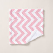 Roze en Wit Grote Verticale Chevron Strepen Bad Handdoek (Wasdoekje)