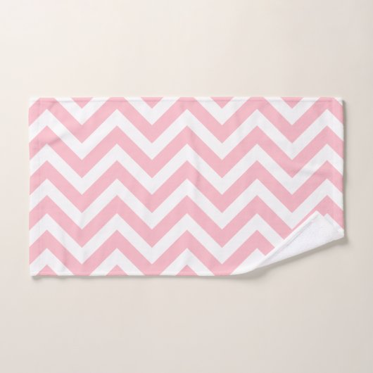 Roze en Wit Grote Verticale Chevron Strepen Bad Handdoek (Handdoek)