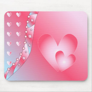 Roze en wit hart muismat