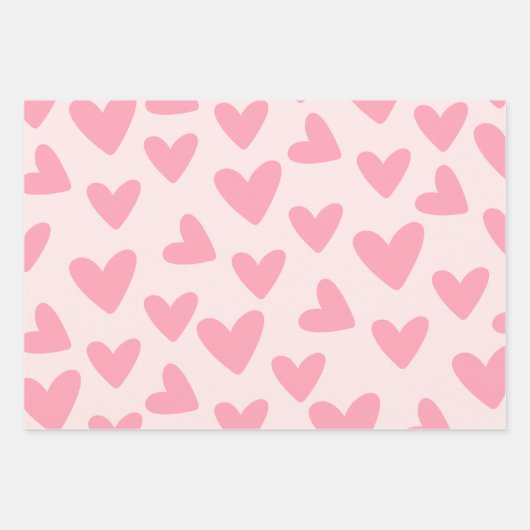 Roze en wit hart patroon inpakpapier vel (Voorkant 2)