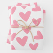 Roze en wit hart patroon inpakpapier vel (In situ)
