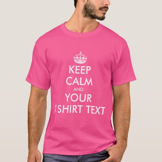 Roze en wit Houd rustig tekst shirt |  (Voorkant)