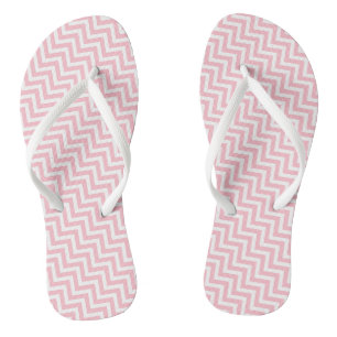 Roze en Wit Kleine Grootte Diagonale Chevron Strep Teenslippers