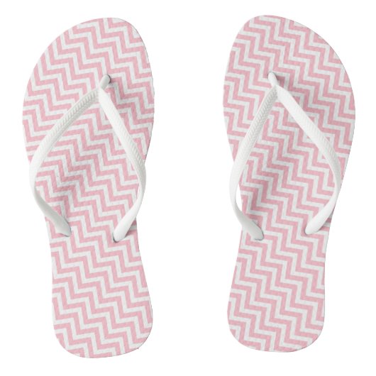 Roze en Wit Kleine Grootte Diagonale Chevron Strep Teenslippers (Voetbed)