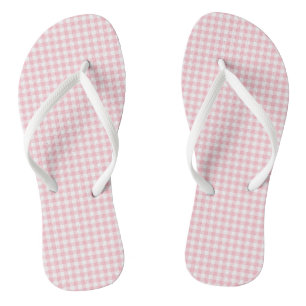 Roze en Wit Kleine Grootte Gingham Cheques Teenslippers