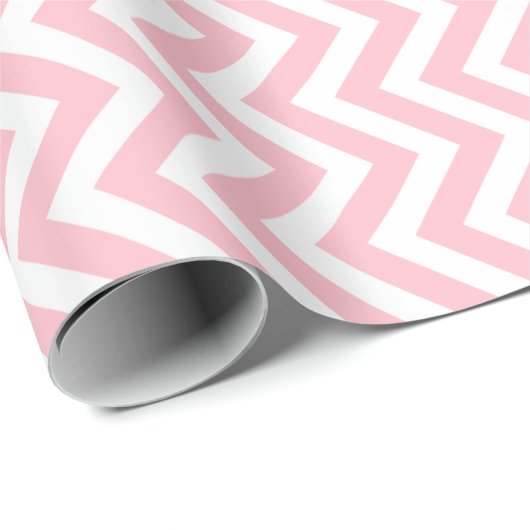Roze en Wit Kleine Grootte Verticale Chevron Strep Cadeaupapier (Rol Hoek)