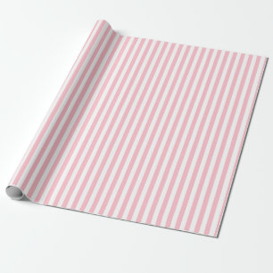 Roze en Wit Kleine Grootte Verticale Strepen Cadeaupapier