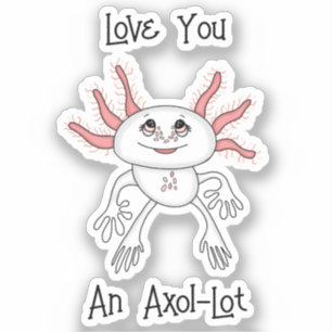 Roze en Wit Leuke Cartoon Axolotl Sticker