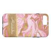 Roze en wit marmer met goudfolie en glitter Case-Mate iPhone case (Achterkant (Horizontaal))