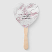 Roze en Wit Marmered Huwelijksprogramma Fan Handwaaier (Achterkant)