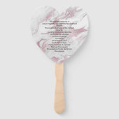 Roze en Wit Marmered Huwelijksprogramma Fan Handwaaier (Voorkant)