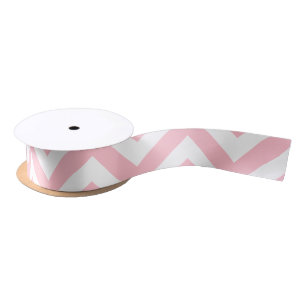 Roze en Wit Medium Horizontaal Chevron Lint