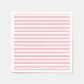 Roze en Wit Medium Horizontale Strepen Papier Servet (Voorkant)